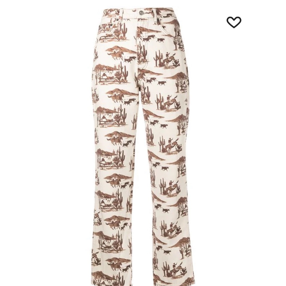 COPY - Reformation Sonora high-rise straight jeans horse western print 26